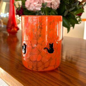 Anthropologie Mystic Juice Glass Black Cat